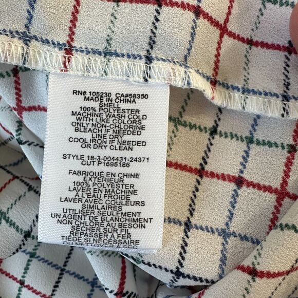 Joie White Red Blue Black & Green Plaid Front Button Pockets Long Sleeve Shirt L - Picture 8 of 13